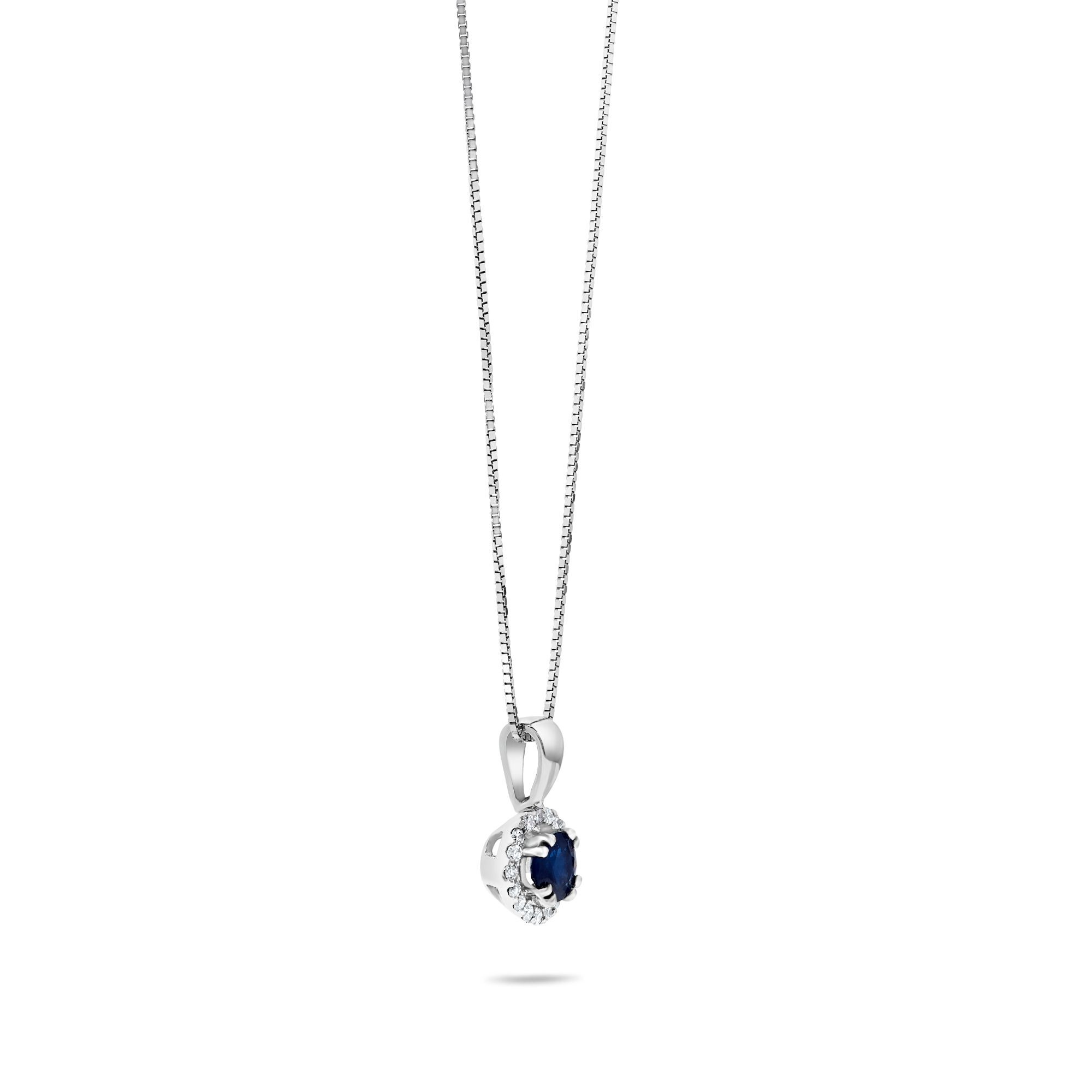 White gold necklace with sapphire pendant online
